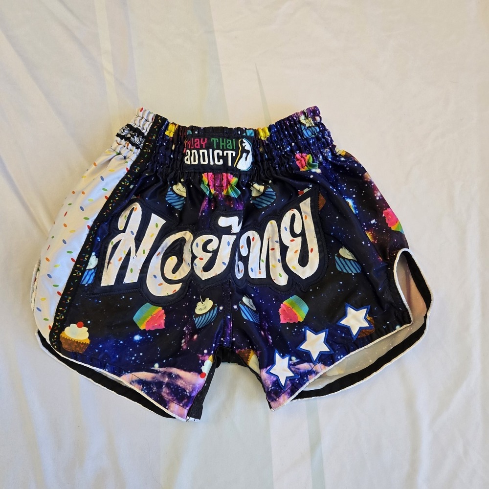 Muay Thai Addict Shorts Adult Sz S Galaxy Cupcakes Pink Blue Kickboxing MMA